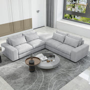 Magichome 149.61'' L Shaped Long Futon Couch Modular Sectional Living Room Feather Down Sofa Set