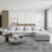 Magichome 149.61'' L Shaped Long Futon Couch Modular Sectional Living Room Feather Down Sofa Set