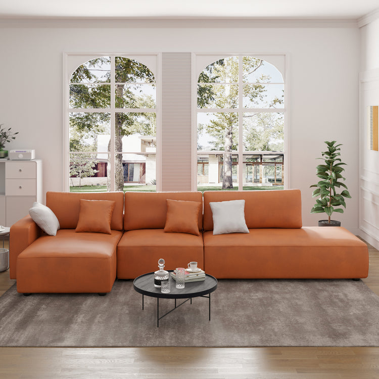 Magichome 145.76'' Modern Square Tech Cloth Down Sofa Set For Living Room