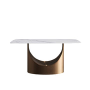 63'' & 70.87'' Luxury Curved Rectangular Faux Marble Dining Table With Carbon Seel Leg