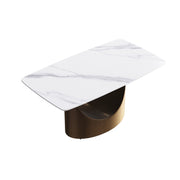 63'' & 70.87'' Luxury Curved Rectangular Faux Marble Dining Table With Carbon Seel Leg