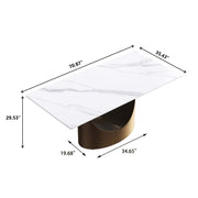 63'' & 70.87'' Luxury Curved Rectangular Faux Marble Dining Table With Carbon Seel Leg