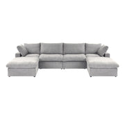 Cloud modular Section Sofa & Couch-4 Seats With 2 Ottomans