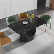 63'' & 70.87'' Luxury Curved Rectangular Faux Marble Dining Table With Carbon Seel Leg