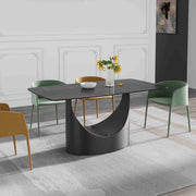63'' & 70.87'' Luxury Curved Rectangular Faux Marble Dining Table With Carbon Seel Leg