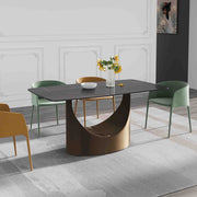 63'' & 70.87'' Luxury Curved Rectangular Faux Marble Dining Table With Carbon Seel Leg
