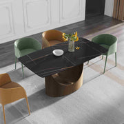 63'' & 70.87'' Luxury Curved Rectangular Faux Marble Dining Table With Carbon Seel Leg