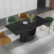 63'' & 70.87'' Luxury Curved Rectangular Faux Marble Dining Table With Carbon Seel Leg
