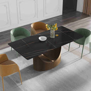63'' & 70.87'' Luxury Curved Rectangular Faux Marble Dining Table With Carbon Seel Leg
