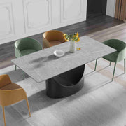 63'' & 70.87'' Luxury Curved Rectangular Faux Marble Dining Table With Carbon Seel Leg