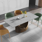 63'' & 70.87'' Luxury Curved Rectangular Faux Marble Dining Table With Carbon Seel Leg