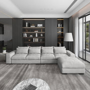 Magichome 149.61'' L Shaped Long Futon Couch Modular Sectional Living Room Feather Down Sofa Set