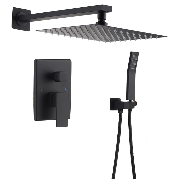 Wall Mount 10 Inch Rainshower Hand Shower & Tub Spout Shower System With Temperature Control