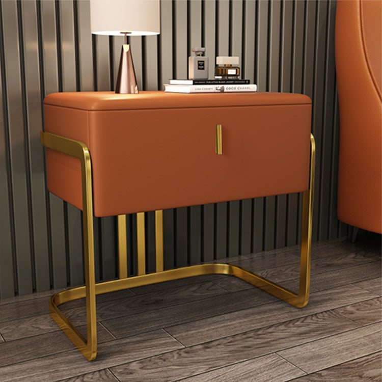 Nightstand with PU Leather and Titanium Legs