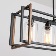 5 - Light Kitchen Island Linear Pendant with Wrought Iron Accents
