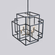 J&E Home 4 Light Lantern Rectangle Chandelier