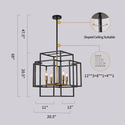 J&E Home 4 Light Lantern Rectangle Chandelier