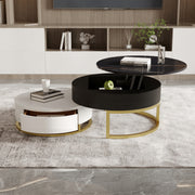 Modern Round Coffee Table with Storage Wood Coffee Table-Lift-Top Part