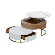 Modern Round Coffee Table with Storage Wood Coffee Table-Lift-Top Part