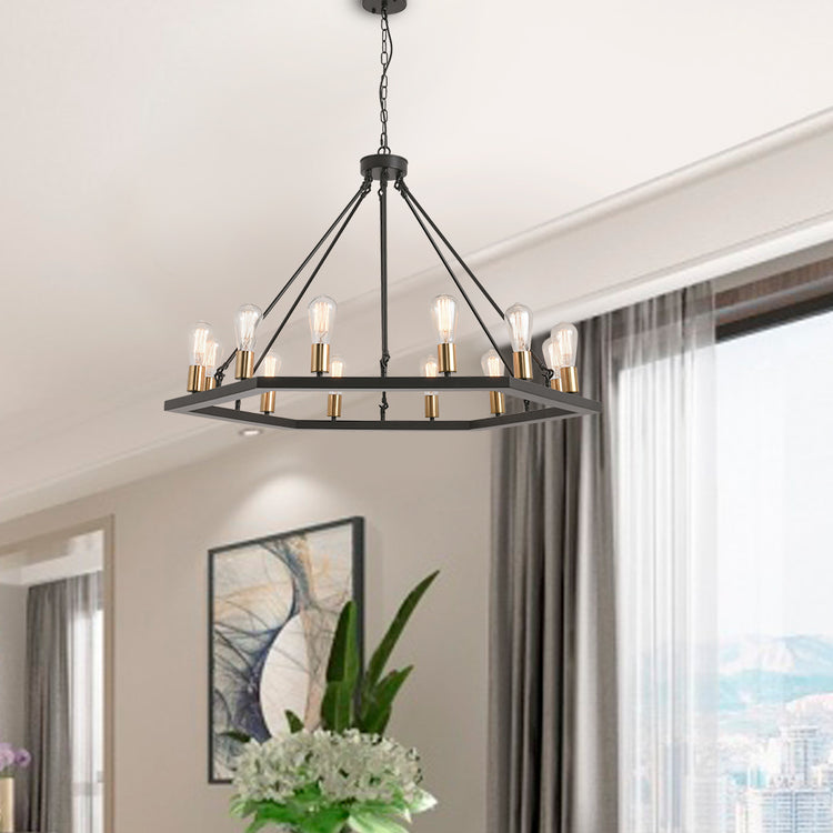 Magichome 12 - Light Lantern Wagon Wheel Chandelier For Living Room,Bedroom