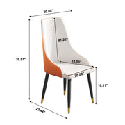 Modern Upholstered Dining Chair Faux Leather High Back Deep Orange (Set of 2)AT-DC3