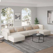 Magichome 143.3'' Linen Sectional Sofa, U-Shape-Beige for Living Room