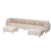 Magichome 143.3'' Linen Sectional Sofa, U-Shape-Beige for Living Room