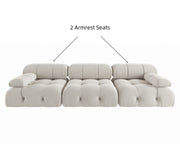 Italian Deianira Wide Velvet Reversible Modular Sofa-Armrest Seat