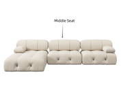 Italian Deianira Wide Velvet Reversible Modular Sofa-Middle Seat