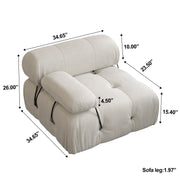 Italian Deianira Wide Velvet Reversible Modular Sofa-Armrest Seat