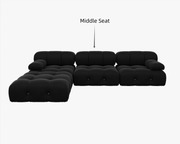 Italian Deianira Wide Velvet Reversible Modular Sofa-Middle Seat