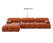 Italian Deianira Wide Velvet Reversible Modular Sofa-Middle Seat
