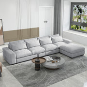 Magichome 149.61'' L Shaped Long Futon Couch Modular Sectional Living Room Feather Down Sofa Set