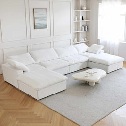 Cloud modular Section Sofa & Couch-4 Seats With 2 Ottomans