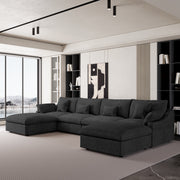 Modular Sofa & Sectional Sofa - Deep Seat Cloud Couch in Soft Linen Blend Fabric