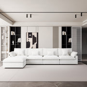 Modular Sofa & Sectional Sofa - Deep Seat Cloud Couch in Soft Linen Blend Fabric