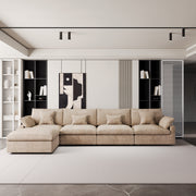 Modular Sofa & Sectional Sofa - Deep Seat Cloud Couch in Soft Linen Blend Fabric