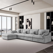 Modular Sofa & Sectional Sofa - Deep Seat Cloud Couch in Soft Linen Blend Fabric