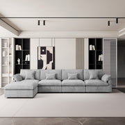 Modular Sofa & Sectional Sofa - Deep Seat Cloud Couch in Soft Linen Blend Fabric
