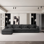 Modular Sofa & Sectional Sofa - Deep Seat Cloud Couch in Soft Linen Blend Fabric