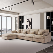 Modular Sofa & Sectional Sofa - Deep Seat Cloud Couch in Soft Linen Blend Fabric