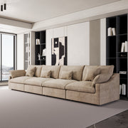 Modular Sofa & Sectional Sofa - Deep Seat Cloud Couch in Soft Linen Blend Fabric