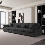 Modular Sofa & Sectional Sofa - Deep Seat Cloud Couch in Soft Linen Blend Fabric