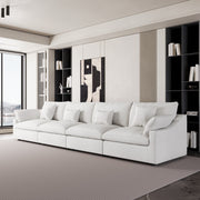 Modular Sofa & Sectional Sofa - Deep Seat Cloud Couch in Soft Linen Blend Fabric