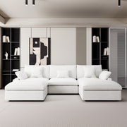 Modular Sofa & Sectional Sofa - Deep Seat Cloud Couch in Soft Linen Blend Fabric