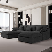 Modular Sofa & Sectional Sofa - Deep Seat Cloud Couch in Soft Linen Blend Fabric