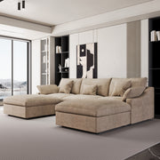 Modular Sofa & Sectional Sofa - Deep Seat Cloud Couch in Soft Linen Blend Fabric