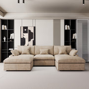 Modular Sofa & Sectional Sofa - Deep Seat Cloud Couch in Soft Linen Blend Fabric