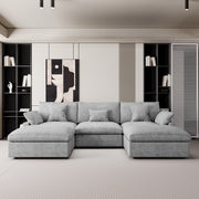 Modular Sofa & Sectional Sofa - Deep Seat Cloud Couch in Soft Linen Blend Fabric