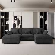 Modular Sofa & Sectional Sofa - Deep Seat Cloud Couch in Soft Linen Blend Fabric